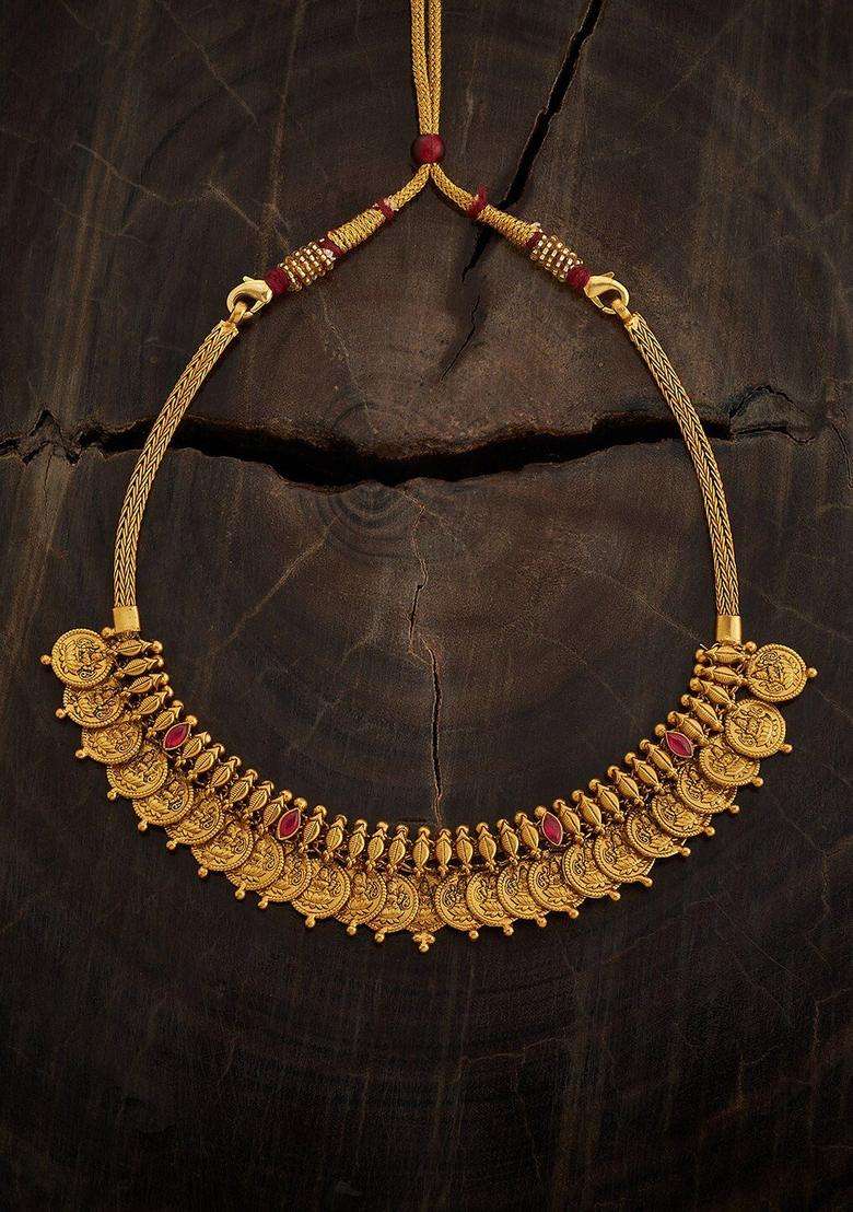 Embellished Bridal 92.5 Silver Gold-Plated Temple Necklace for Women | Traditional Temple Jewellery for Wedding & Festive Wear | Gift for Her - Indya