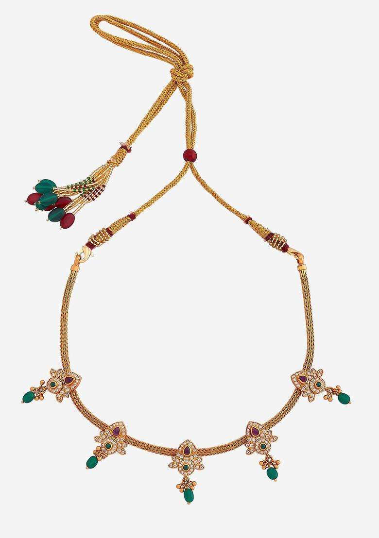 Embellished Bridal 92.5 Pure Silver Gold-Plated Temple Necklace for Women | Traditional Temple Jewellery for Wedding & Festive Wear | Gift for Her - Indya