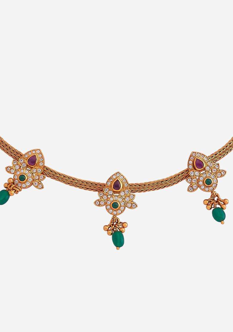 Embellished Bridal 92.5 Pure Silver Gold-Plated Temple Necklace for Women | Traditional Temple Jewellery for Wedding & Festive Wear | Gift for Her - Indya