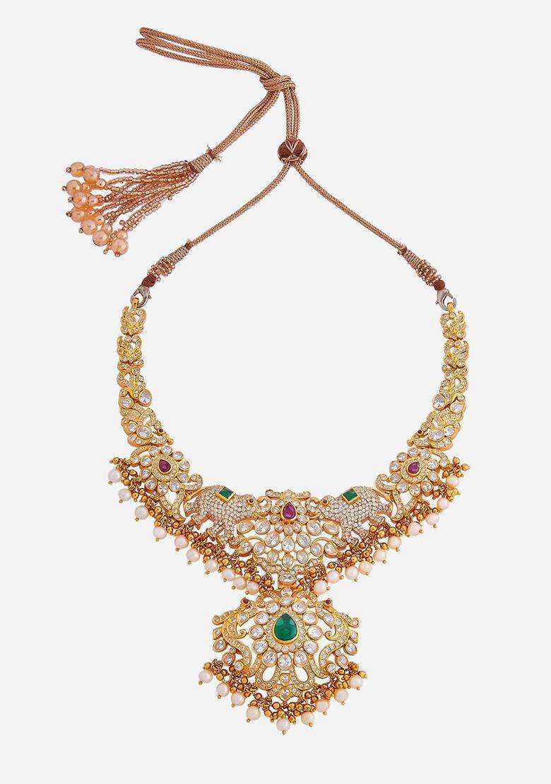 Gold-Plated 92.5 Pure Silver Temple Necklace for Women | Traditional Temple Jewellery for Wedding & Festive Wear | Gift for Her - Indya