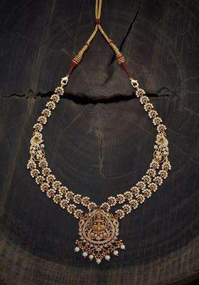 Embellished Bridal 92.5 Silver Gold-Plated Temple Necklace for Women | Traditional Temple Jewellery for Wedding & Festive Wear | Gift for Her