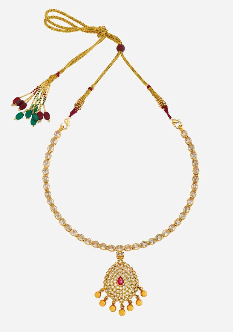 Embellished Bridal 92.5 Pure Silver Gold-Plated Temple Necklace for Women | Traditional Temple Jewellery for Wedding & Festive Wear | Gift for Her - Indya
