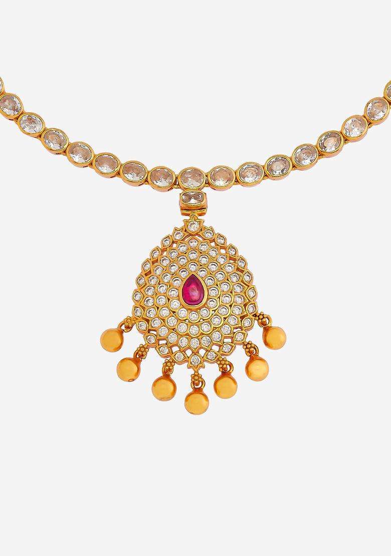 Embellished Bridal 92.5 Pure Silver Gold-Plated Temple Necklace for Women | Traditional Temple Jewellery for Wedding & Festive Wear | Gift for Her - Indya