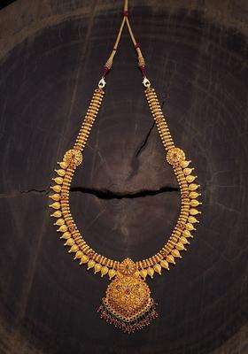 92.5 Pure Silver Gold-Plated Stone-Studded Temple Necklace for Women | Traditional Temple Jewellery for Wedding & Festive Wear | Gift for Her