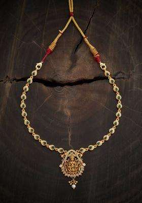 Embellished Bridal 92.5 Silver Gold-Plated Temple Necklace for Women | Traditional Temple Jewellery for Wedding & Festive Wear | Gift for Her