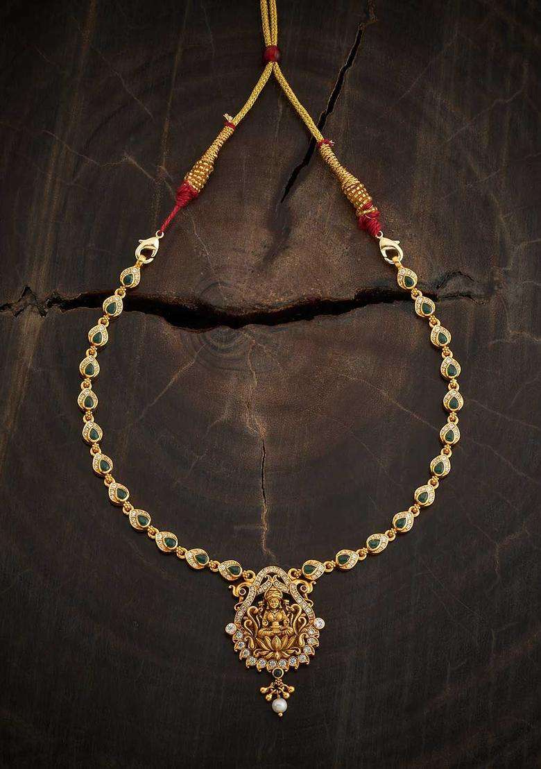 Embellished Bridal 92.5 Silver Gold-Plated Temple Necklace for Women | Traditional Temple Jewellery for Wedding & Festive Wear | Gift for Her - Indya