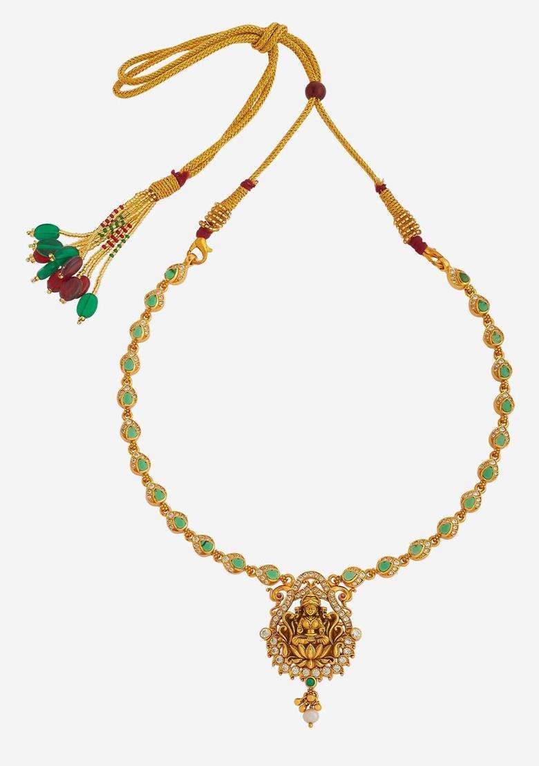 Embellished Bridal 92.5 Silver Gold-Plated Temple Necklace for Women | Traditional Temple Jewellery for Wedding & Festive Wear | Gift for Her - Indya