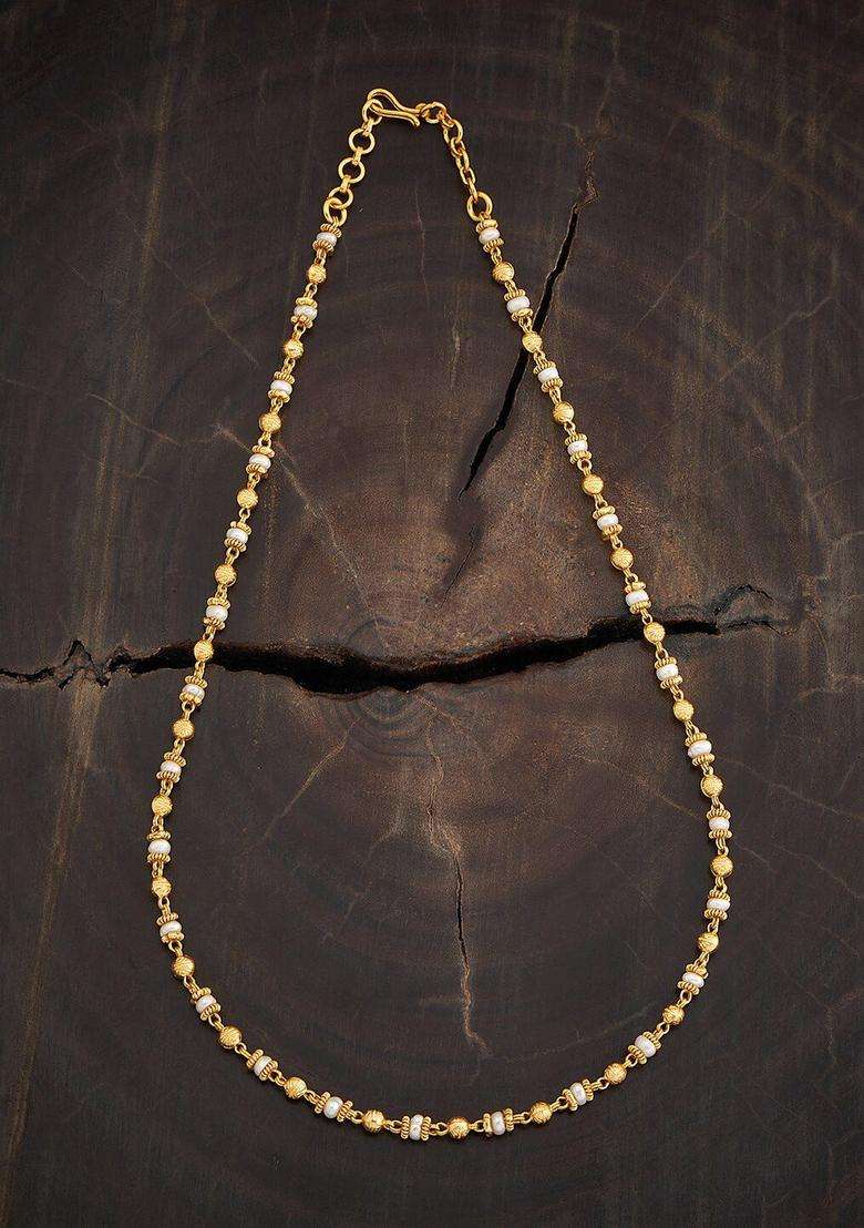 Gold-Plated Embellished Bridal Pearl Beaded 92.5 Silver Temple Necklace for Women | Traditional Temple Jewellery for Wedding & Festive Wear | Gift for Her - Indya