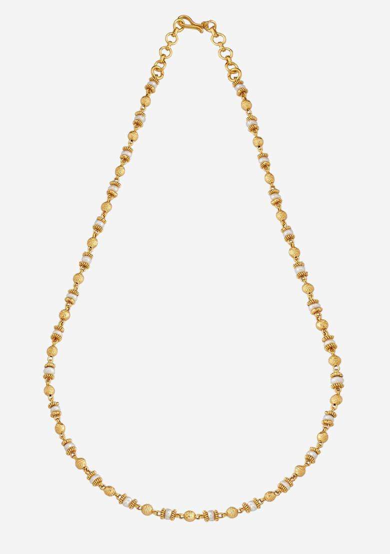Gold-Plated Embellished Bridal Pearl Beaded 92.5 Silver Temple Necklace for Women | Traditional Temple Jewellery for Wedding & Festive Wear | Gift for Her - Indya