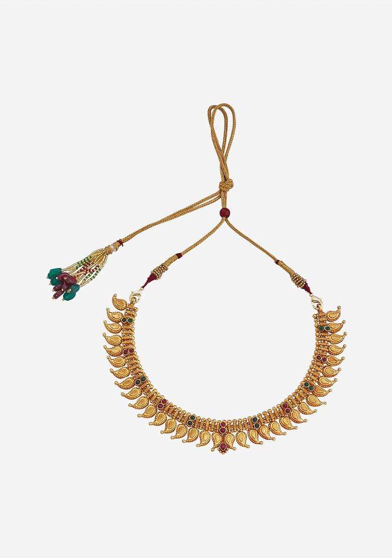 Embellished Bridal 92.5 Pure Silver Gold-Plated Temple Necklace for Women | Traditional Temple Jewellery for Wedding & Festive Wear | Gift for Her - Indya