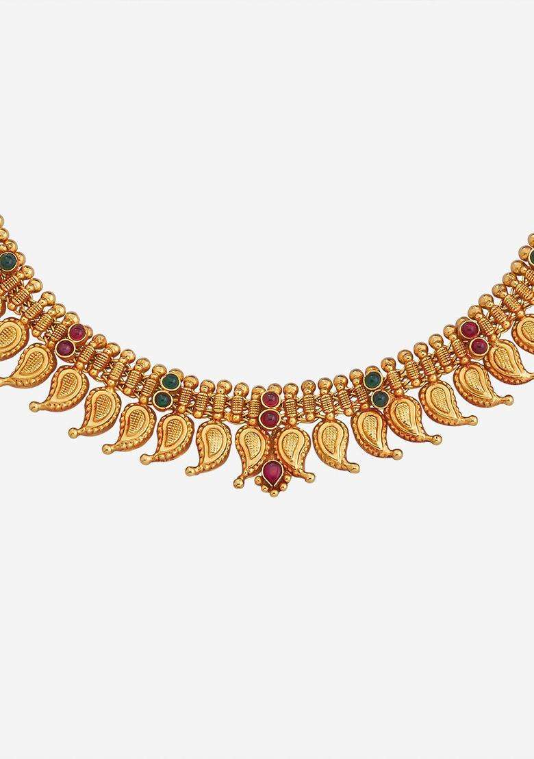 Embellished Bridal 92.5 Pure Silver Gold-Plated Temple Necklace for Women | Traditional Temple Jewellery for Wedding & Festive Wear | Gift for Her - Indya