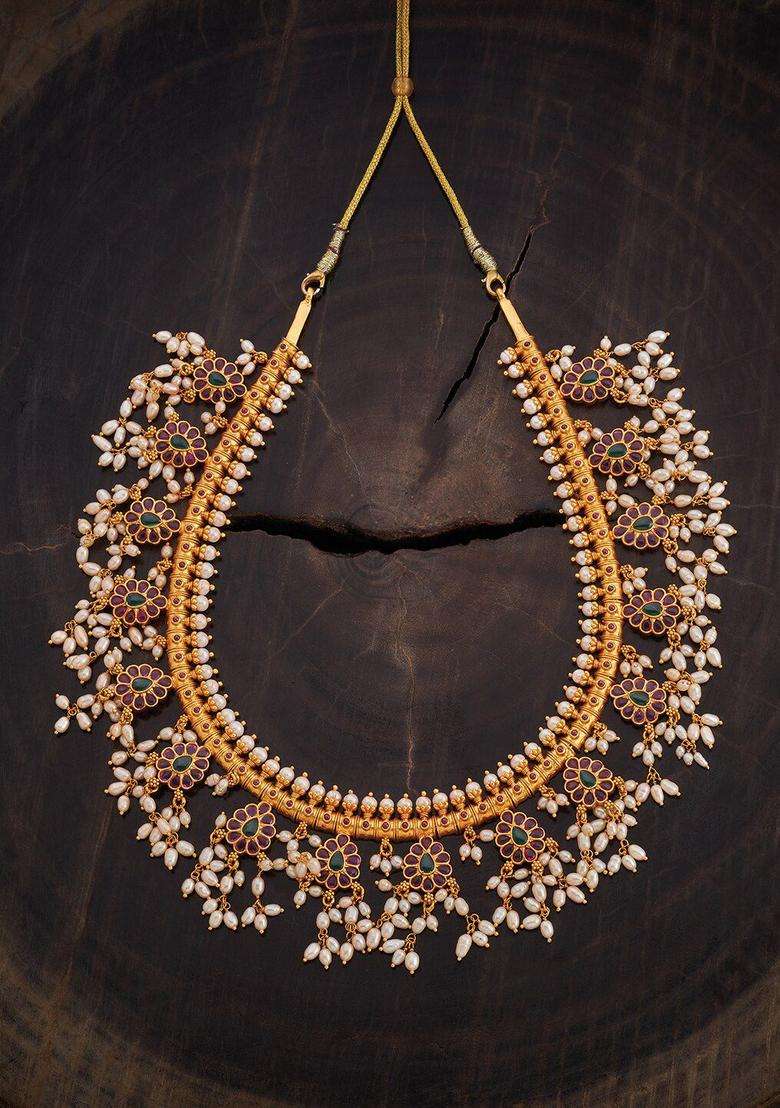 Embellished Bridal 92.5 Silver Ruby Studded Temple Necklace for Women | Traditional Temple Jewellery for Wedding & Festive Wear | Gift for Her - Indya