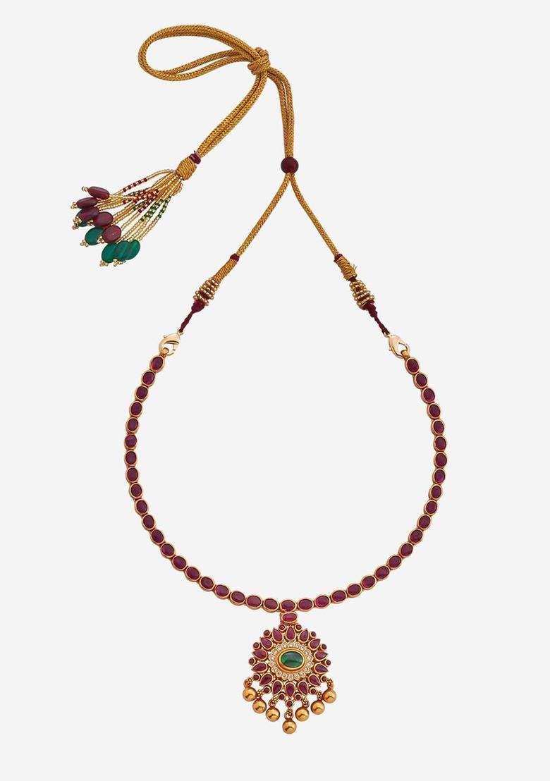 Embellished Bridal 92.5 Pure Silver Gold-Plated Temple Necklace for Women | Traditional Temple Jewellery for Wedding & Festive Wear | Gift for Her - Indya