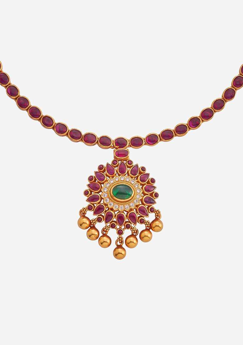 Embellished Bridal 92.5 Pure Silver Gold-Plated Temple Necklace for Women | Traditional Temple Jewellery for Wedding & Festive Wear | Gift for Her - Indya
