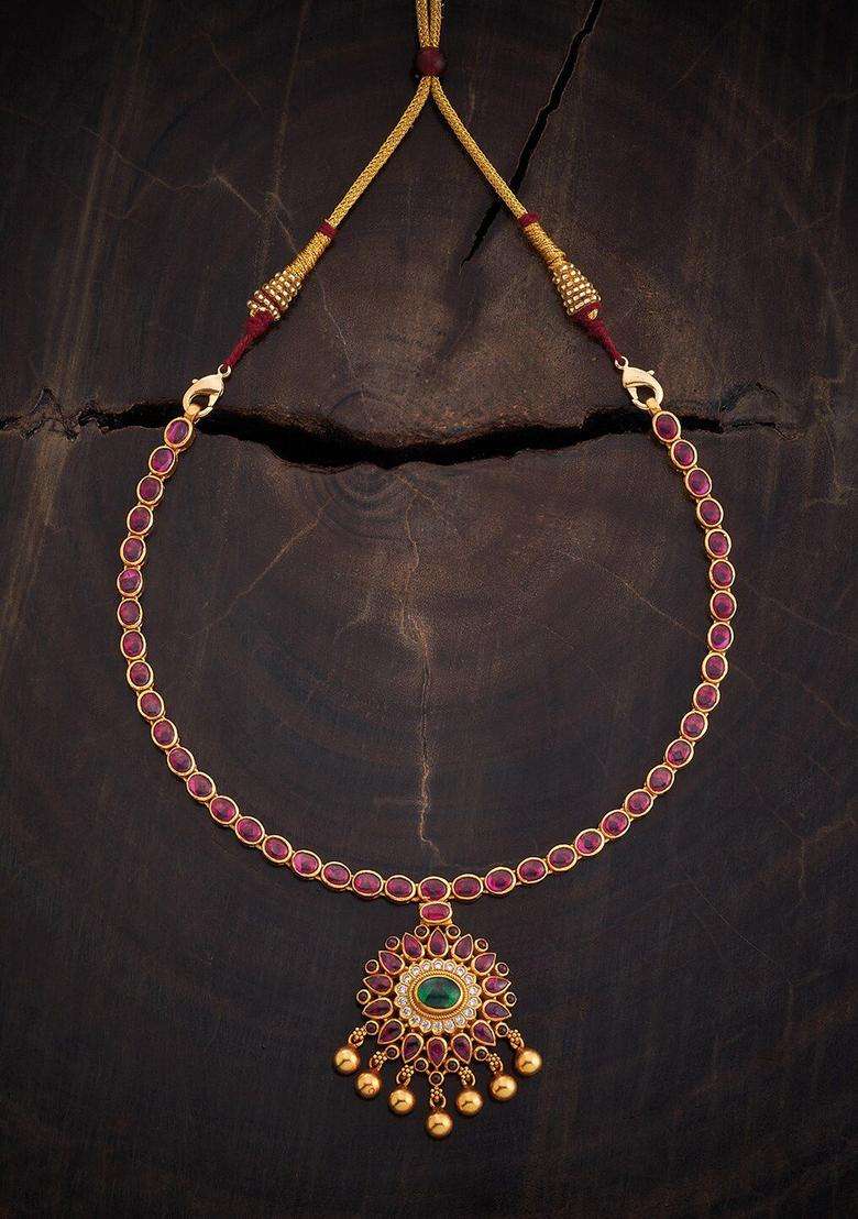 Embellished Bridal 92.5 Pure Silver Gold-Plated Temple Necklace for Women | Traditional Temple Jewellery for Wedding & Festive Wear | Gift for Her - Indya