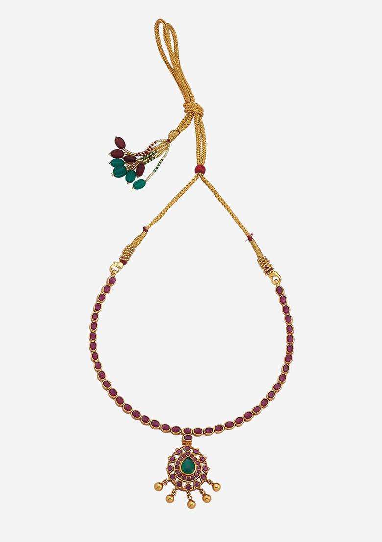 Embellished Bridal 92.5 Pure Silver Gold-Plated Temple Necklace for Women | Traditional Temple Jewellery for Wedding & Festive Wear | Gift for Her - Indya