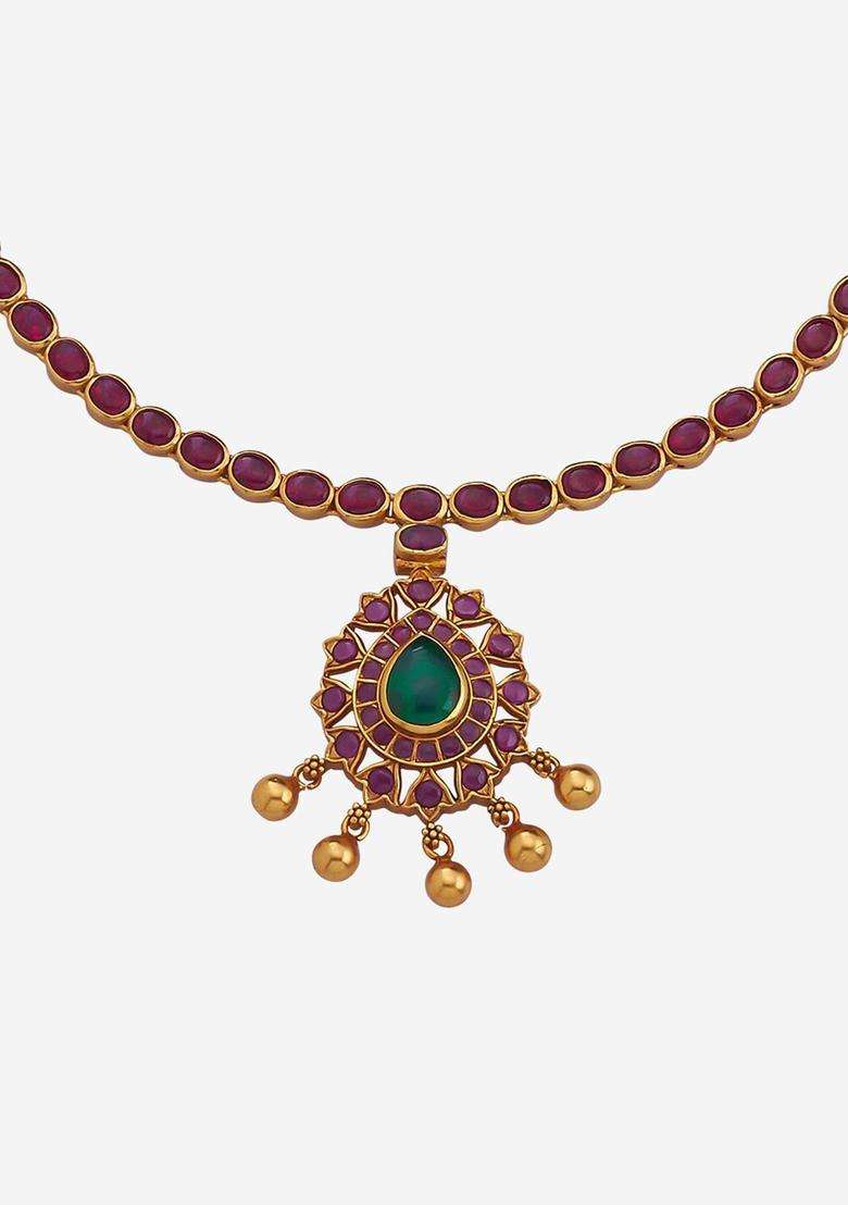 Embellished Bridal 92.5 Pure Silver Gold-Plated Temple Necklace for Women | Traditional Temple Jewellery for Wedding & Festive Wear | Gift for Her - Indya
