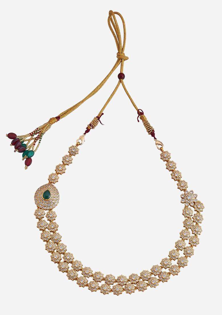 Embellished Bridal 92.5 Pure Silver Gold-Plated Temple Necklace for Women | Traditional Temple Jewellery for Wedding & Festive Wear | Gift for Her - Indya