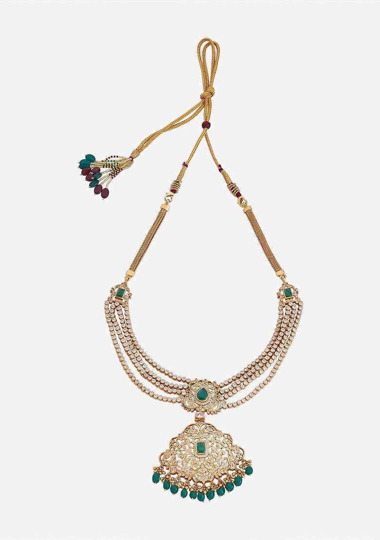 Embellished Bridal 92.5 Pure Silver Gold-Plated Temple Necklace for Women | Traditional Temple Jewellery for Wedding & Festive Wear | Gift for Her - Indya