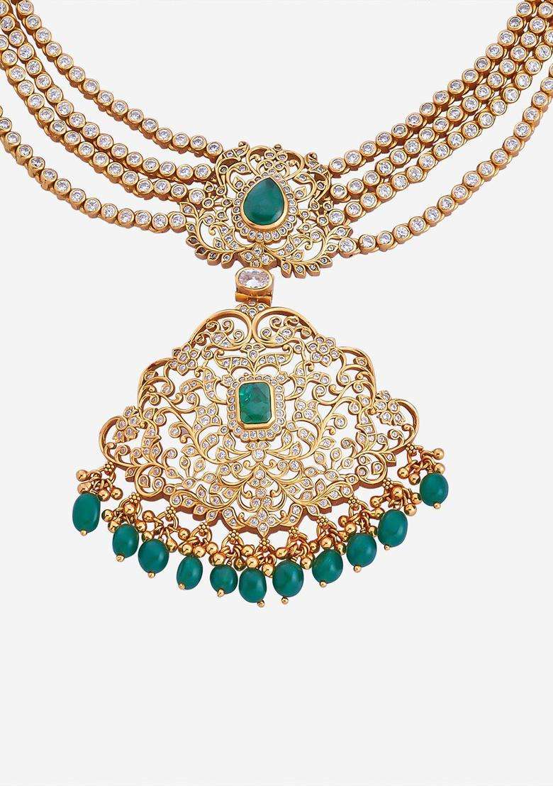 Embellished Bridal 92.5 Pure Silver Gold-Plated Temple Necklace for Women | Traditional Temple Jewellery for Wedding & Festive Wear | Gift for Her - Indya