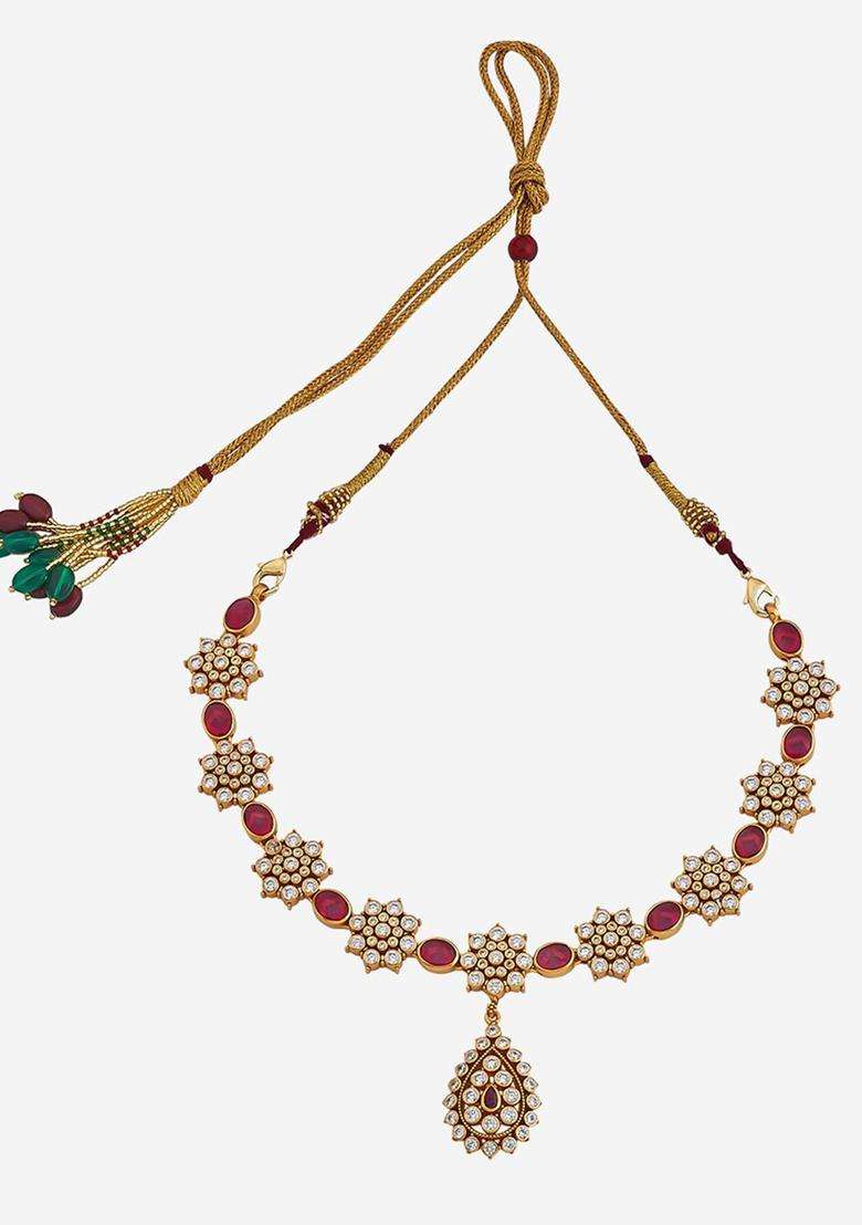92.5 Pure Silver Gold-Plated Temple Necklace for Women | Traditional Temple Jewellery for Wedding & Festive Wear | Gift for Her - Indya