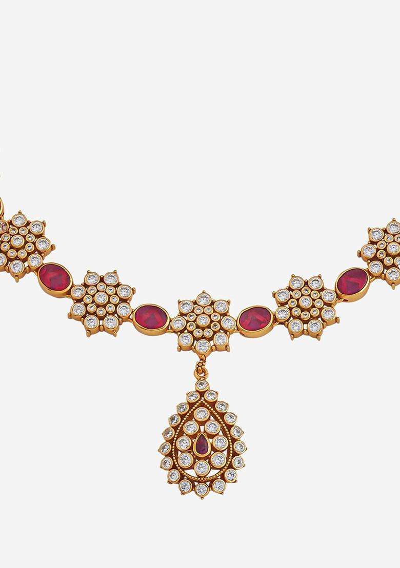 92.5 Pure Silver Gold-Plated Temple Necklace for Women | Traditional Temple Jewellery for Wedding & Festive Wear | Gift for Her - Indya