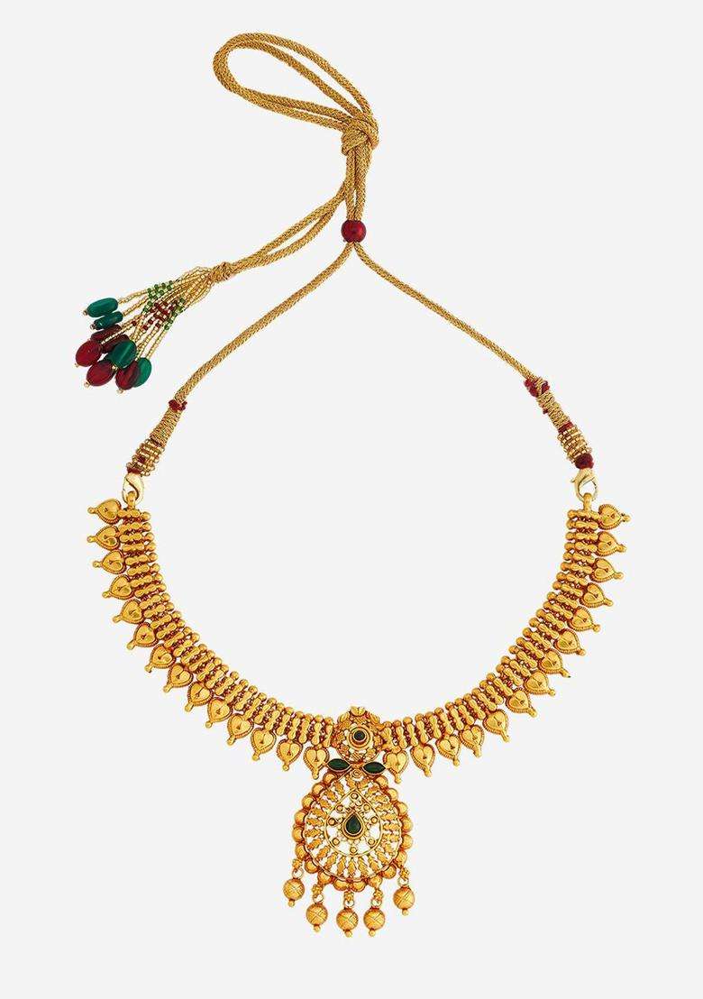 92.5 Pure Silver Gold-Plated Temple Necklace for Women | Traditional Temple Jewellery for Wedding & Festive Wear | Gift for Her - Indya