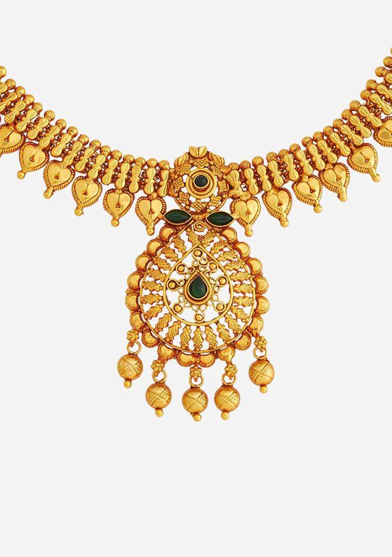92.5 Pure Silver Gold-Plated Temple Necklace for Women | Traditional Temple Jewellery for Wedding & Festive Wear | Gift for Her - Indya