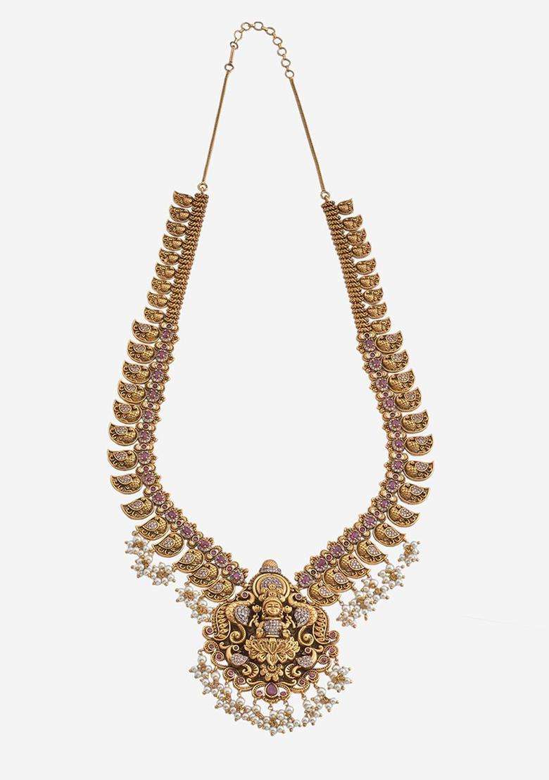 Gold-Plated Temple Necklace for Women | Traditional Temple Jewellery for Wedding & Festive Wear | Gift for Her - Indya