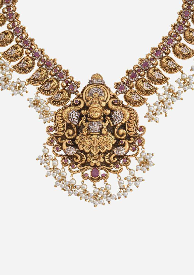 Gold-Plated Temple Necklace for Women | Traditional Temple Jewellery for Wedding & Festive Wear | Gift for Her - Indya