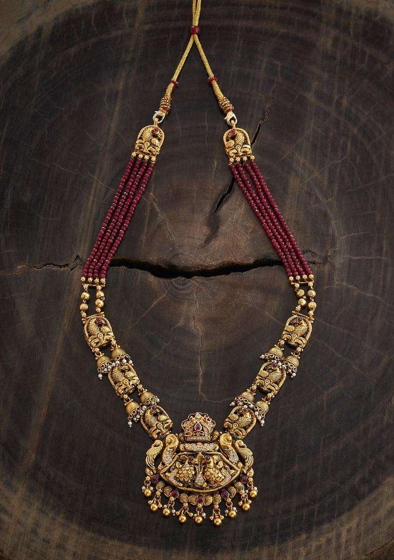 92.5 Pure Silver Gold-Plated Temple Necklace for Women | Traditional Temple Jewellery for Wedding & Festive Wear | Gift for Her - Indya