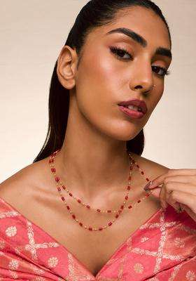 Temple Pearl Gold-Plated Stone-Studded Chain for Women | Traditional Temple Jewellery for Wedding & Festive Wear | Gift for Her
