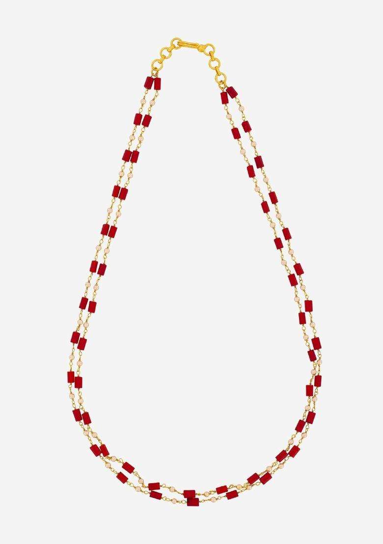 Temple Pearl Gold-Plated Stone-Studded Chain for Women | Traditional Temple Jewellery for Wedding & Festive Wear | Gift for Her - Indya