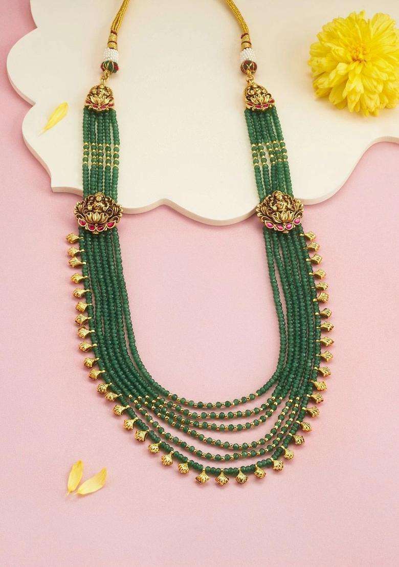 Copper Gold-Plated Temple Necklace for Women | Traditional Temple Jewellery for Wedding & Festive Wear | Gift for Her - Indya