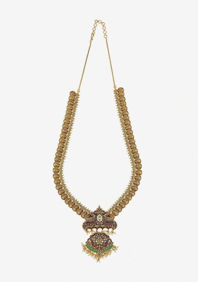 Copper Gold-Plated Antique Necklace for Women | Traditional Temple Jewellery for Wedding & Festive Wear | Gift for Her - Indya