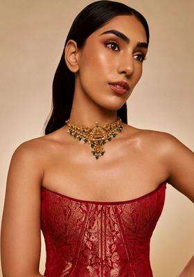 Sterling Silver Gold-Plated Temple Necklace for Women | Traditional Temple Jewellery for Wedding & Festive Wear | Gift for Her