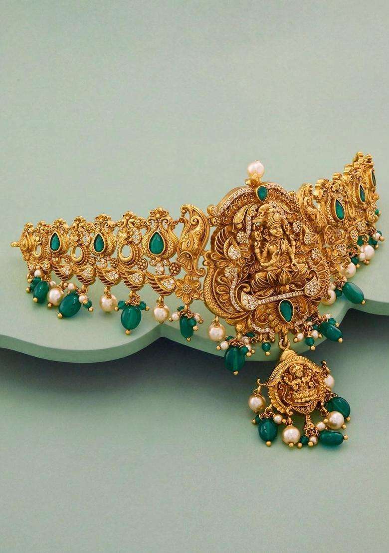 Sterling Silver Gold-Plated Temple Necklace for Women | Traditional Temple Jewellery for Wedding & Festive Wear | Gift for Her - Indya