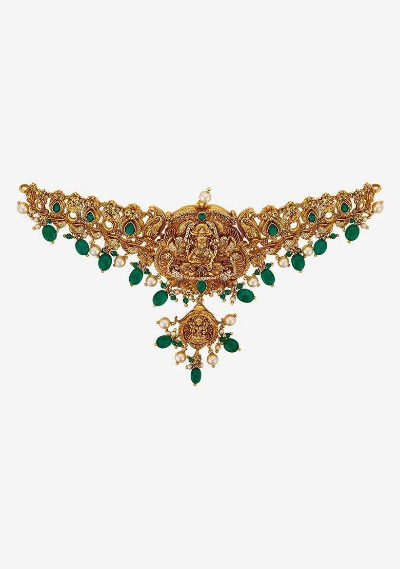 Sterling Silver Gold-Plated Temple Necklace for Women | Traditional Temple Jewellery for Wedding & Festive Wear | Gift for Her - Indya