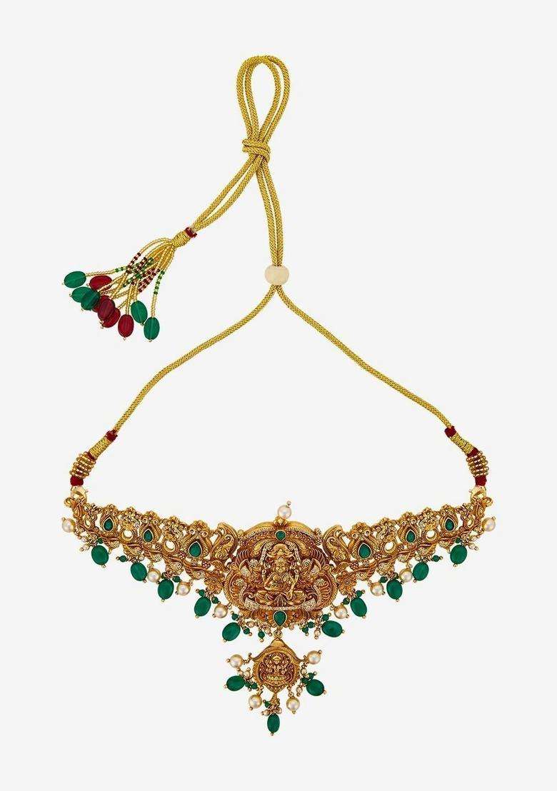 Sterling Silver Gold-Plated Temple Necklace for Women | Traditional Temple Jewellery for Wedding & Festive Wear | Gift for Her - Indya