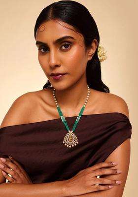 Copper Gold-Plated Temple Necklace with CZ Stone for Women | Traditional Temple Jewellery for Wedding & Festive Wear | Gift for Her
