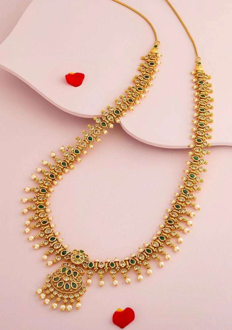 Copper Gold-Plated Temple Necklace for Women | Traditional Temple Jewellery for Wedding & Festive Wear | Gift for Her - Indya