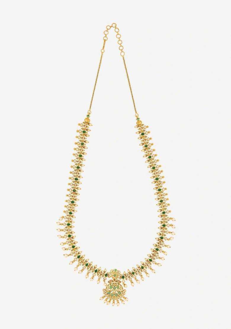 Copper Gold-Plated Temple Necklace for Women | Traditional Temple Jewellery for Wedding & Festive Wear | Gift for Her - Indya