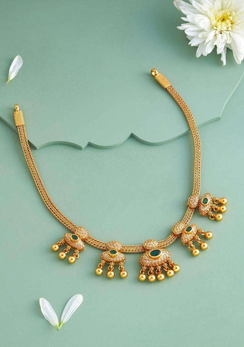 Sterling Silver Gold-Plated Temple Necklace for Women | Traditional Temple Jewellery for Wedding & Festive Wear | Gift for Her - Indya
