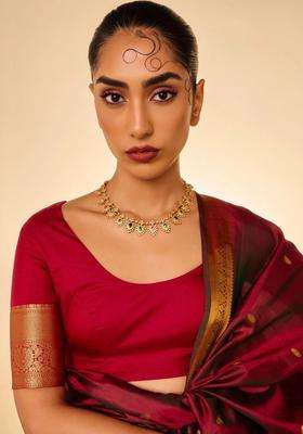 Sterling Silver Gold-Plated Temple Necklace for Women | Traditional Temple Jewellery for Wedding & Festive Wear | Gift for Her