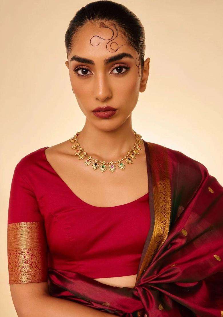 Sterling Silver Gold-Plated Temple Necklace for Women | Traditional Temple Jewellery for Wedding & Festive Wear | Gift for Her - Indya