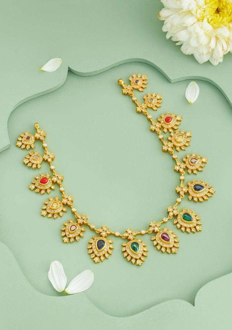 Sterling Silver Gold-Plated Temple Necklace for Women | Traditional Temple Jewellery for Wedding & Festive Wear | Gift for Her - Indya