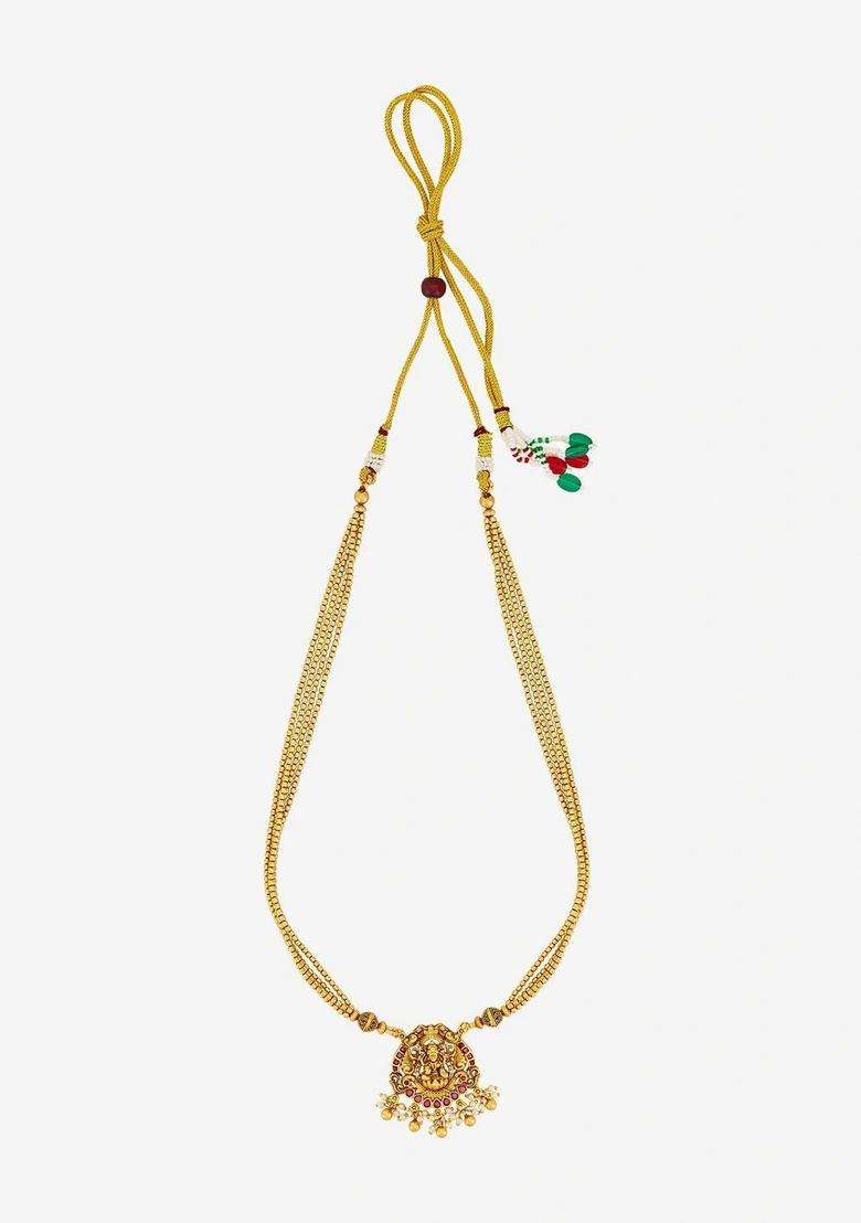 Copper Gold-Plated Temple Necklace for Women | Traditional Temple Jewellery for Wedding & Festive Wear | Gift for Her - Indya
