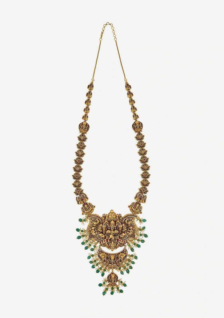 Copper Gold-Plated Temple Necklace for Women | Traditional Temple Jewellery for Wedding & Festive Wear | Gift for Her - Indya