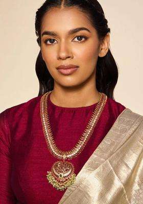 Copper Gold-Plated Temple Necklace for Women | Traditional Temple Jewellery for Wedding & Festive Wear | Gift for Her