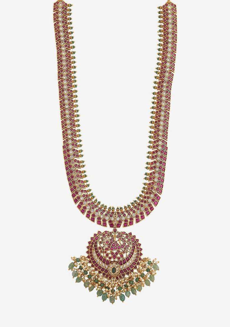 Copper Gold-Plated Temple Necklace for Women | Traditional Temple Jewellery for Wedding & Festive Wear | Gift for Her - Indya